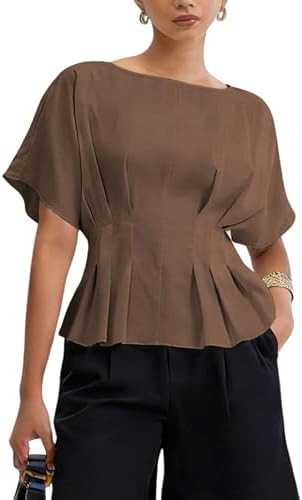 Zhiyouni Women's Summer Peplum Tops Short Sleeves Crewneck Dressy Casuak Babydoll T-Shirt Blouse | Amazon (US)