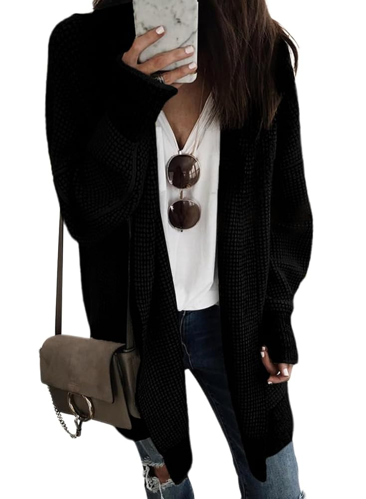 Sidefeel Womens 2025 Fall Outfits Long Sleeve Open Front Cardigan Sweaters Oversized Checkered Ch... | Amazon (US)