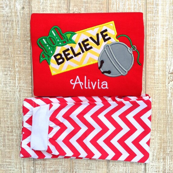 Christmas Train Ticket and Bell with Bow Embroidered Pajamas | Etsy (US)