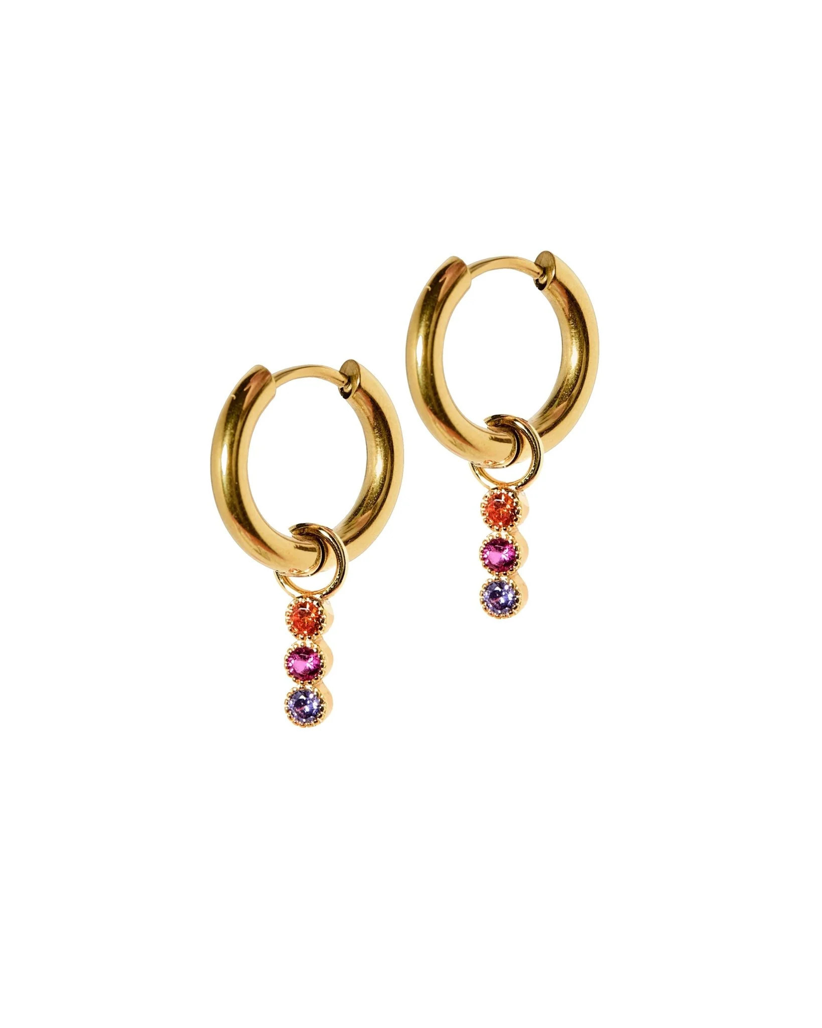 Huggie Charm Earrings - Marigold Pink and Purple - Shop LINNY CO | LINNY CO LLC