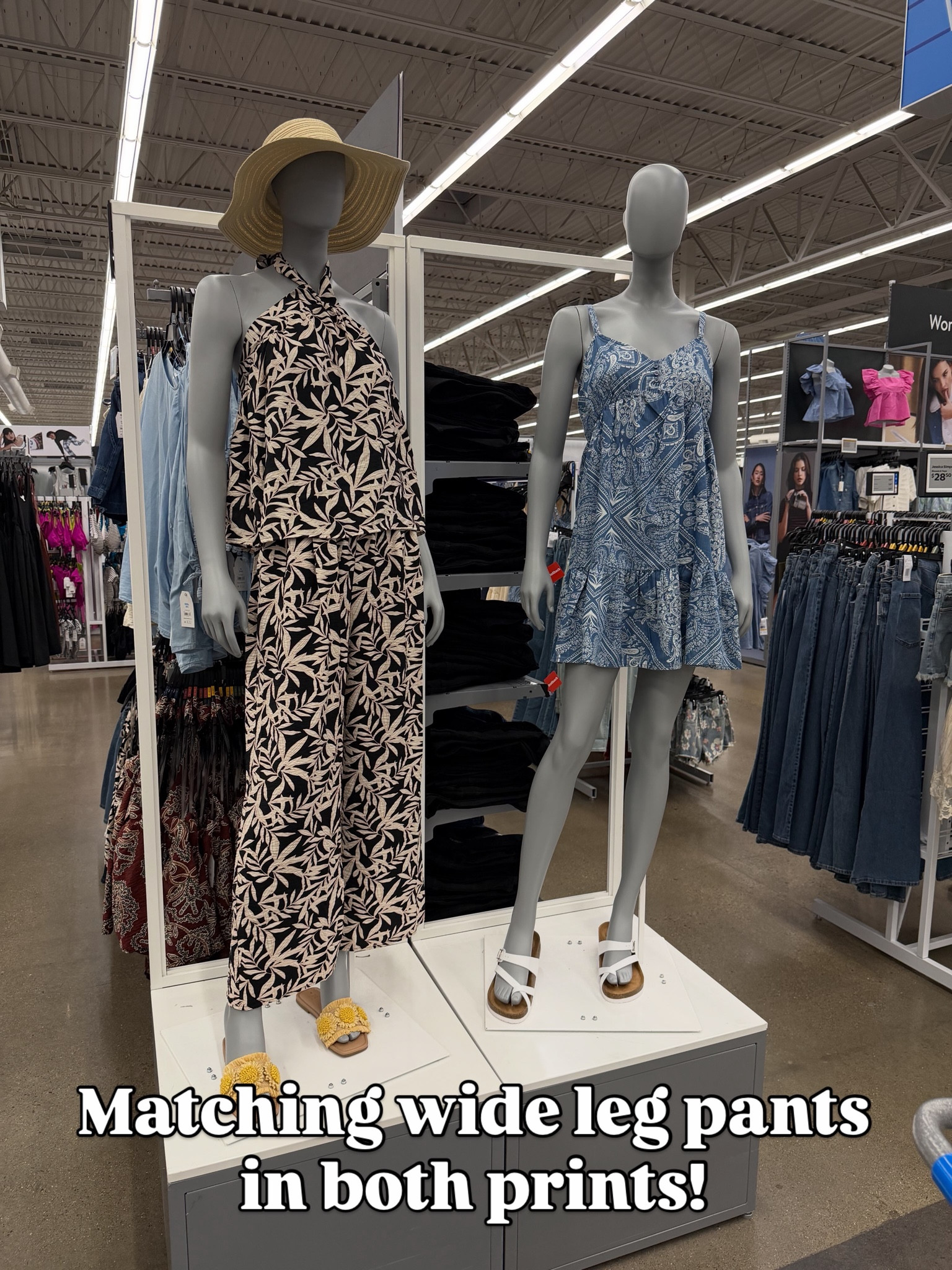 Walmart wide leg pants and matching halter tops! Jessica Simpson mini sundress. #walmartfashion
