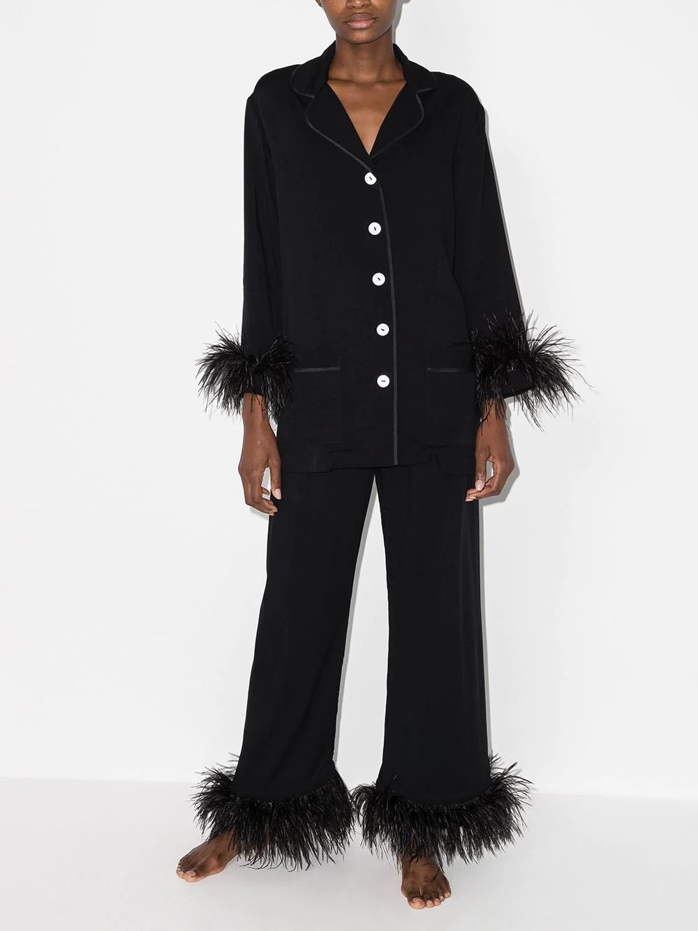 feather detail pajama set | Farfetch Global