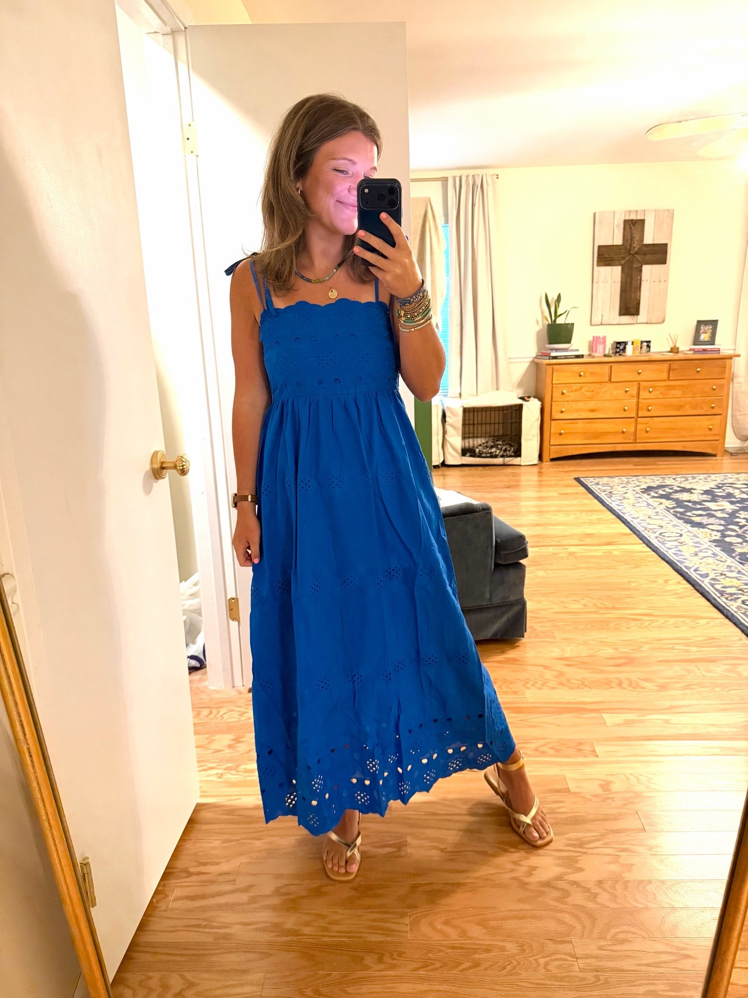 Sucker for royal blue! Love this little eyelet dress