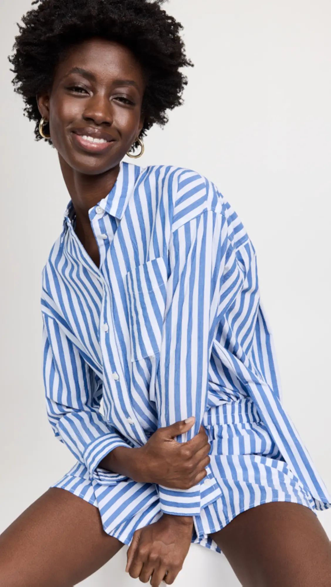 The Signature Poplin Oversized Shirt in Springy Stripe | Shopbop