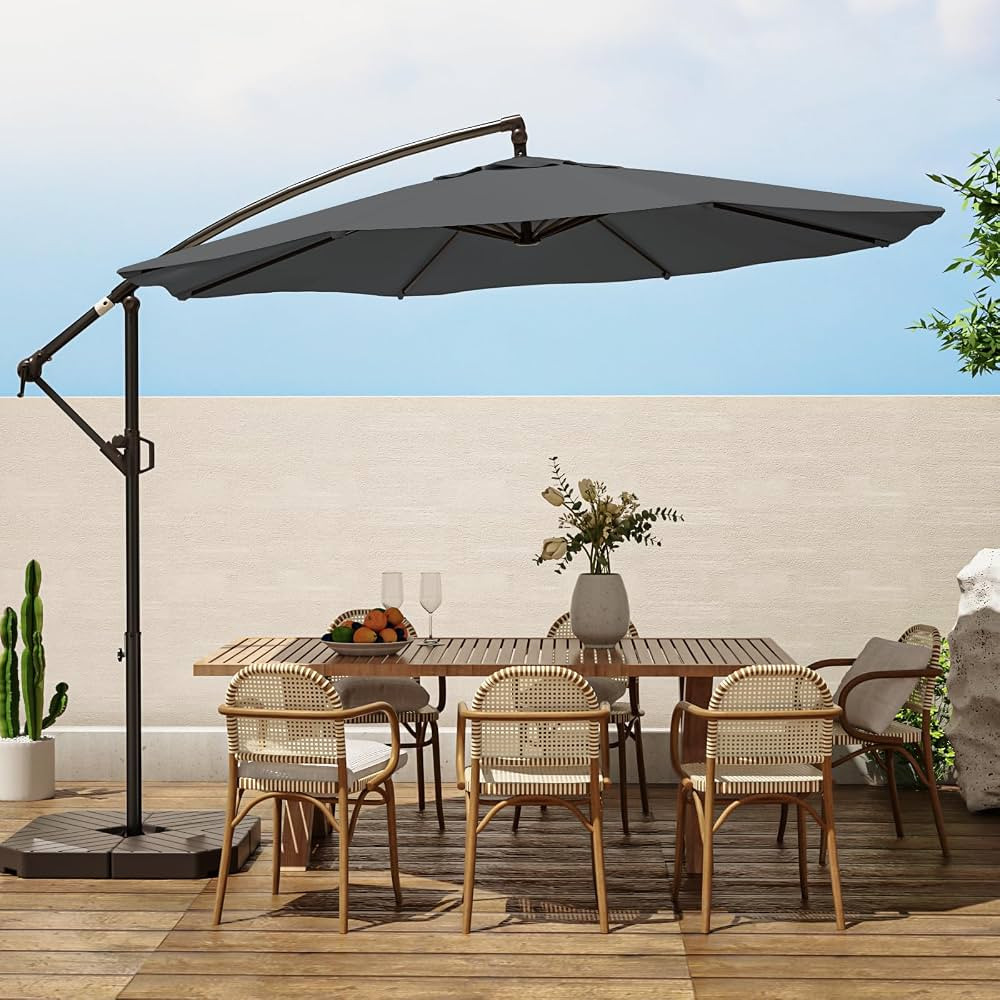 wikiwiki 10ft Patio Umbrellas Offset Outdoor Umbrella Cantilever hanging Umbrellas w/Infinite Til... | Amazon (US)