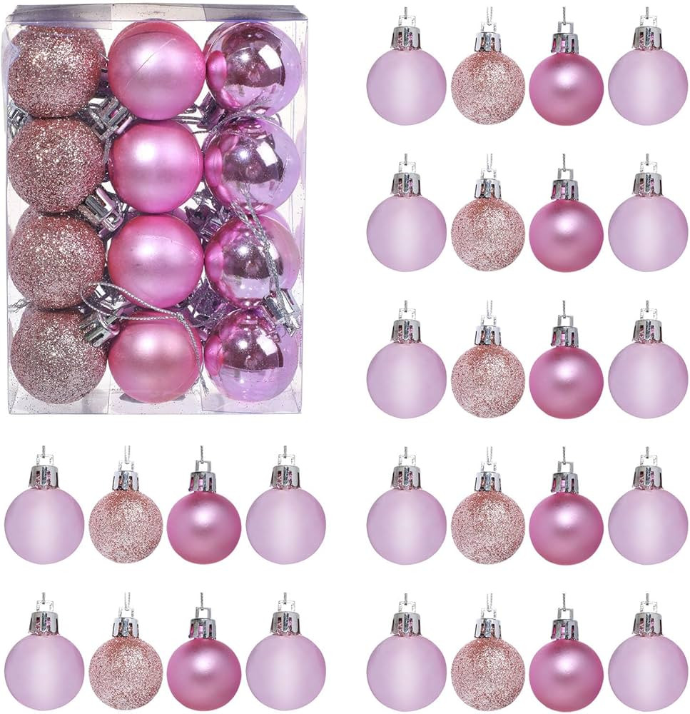 GOOTRADES Set of 24 Mini Shatterproof Christmas Balls Tree Ornaments Party Decoration, 3cm/1.18in... | Amazon (US)