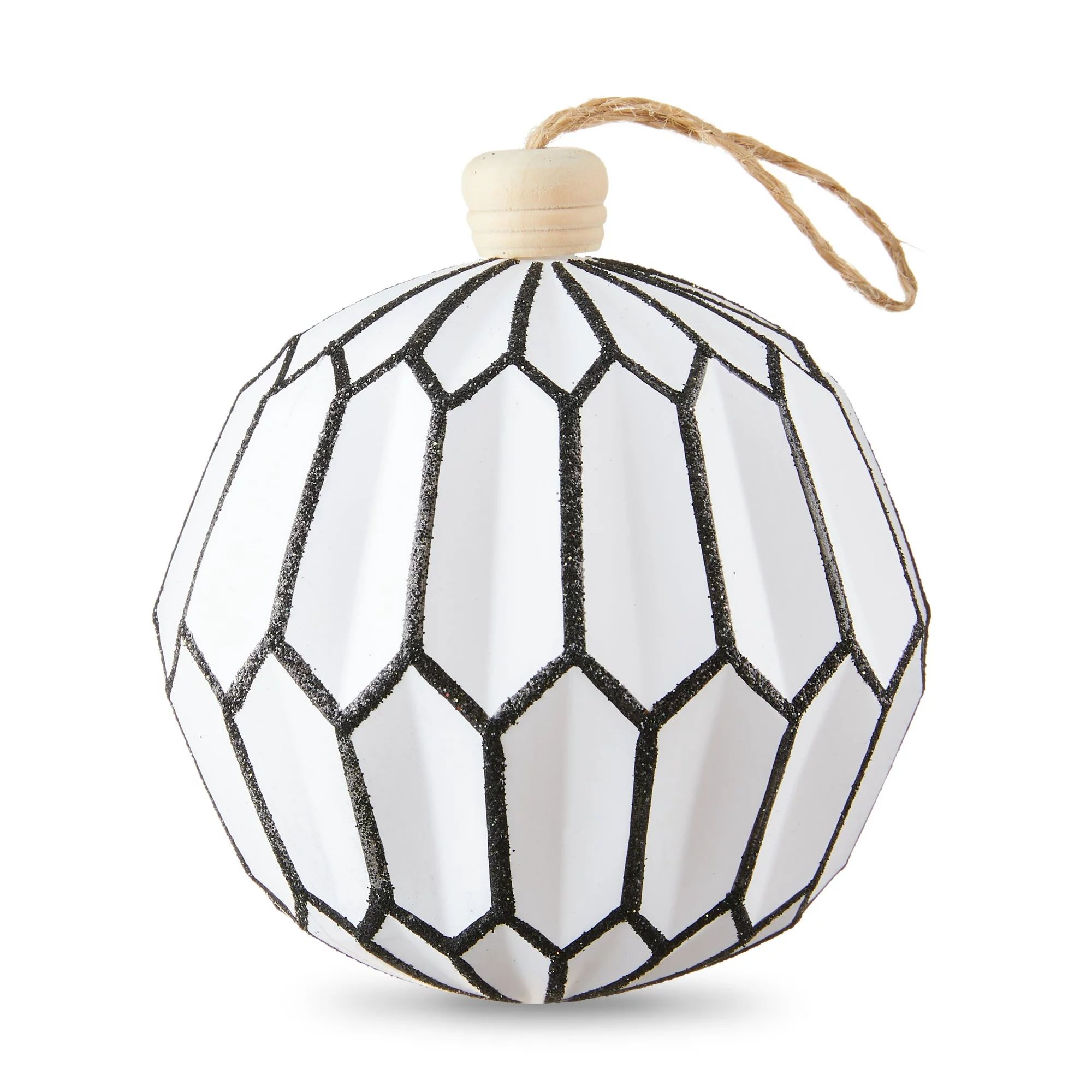 4-Count Modern White and Black Embossed Glitter Ball Ornament Christmas Ornament Set, by Holiday ... | Walmart (US)