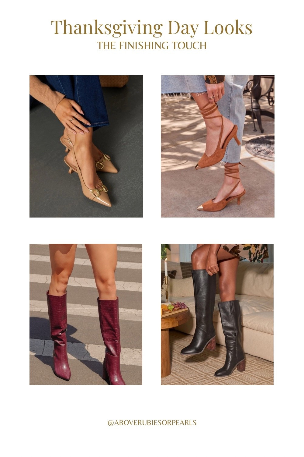 The perfect finishing touch 👢✨
From classic block heel boots to rich suede lace-ups and cranberry croc statement boots, these shoes elevate any Thanksgiving outfit. Pair them with your favorite dress, midi skirt, or coated denim — each one adds a little extra polish (and personality!) to your look.

Featuring:
👢 VICI Collection
👠 Lulu’s

#ThanksgivingOutfitIdeas #LTKHolidayLooks #FallFashionInspo #VICILooks #LulusStyle #ThanksgivingStyle

#LTKHoliday #LTKShoeCrush #LTKSeasonal