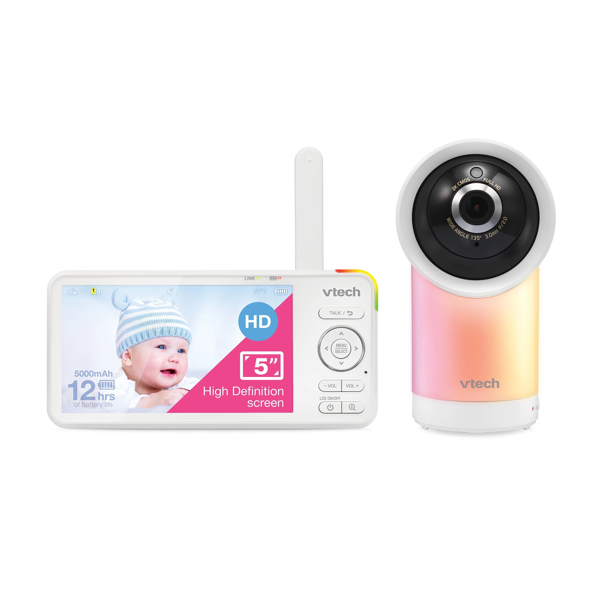 VTech 1080p Smart WiFi Remote Access 360 Degree Pan & Tilt Video Baby Monitor with 5” High Defi... | Walmart (US)
