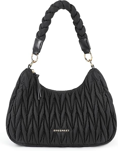 BAGSMART Small Shoulder Bags for Women, Puffy Cute Purses for Women with Woven Top-Handle, Quilte... | Amazon (US)