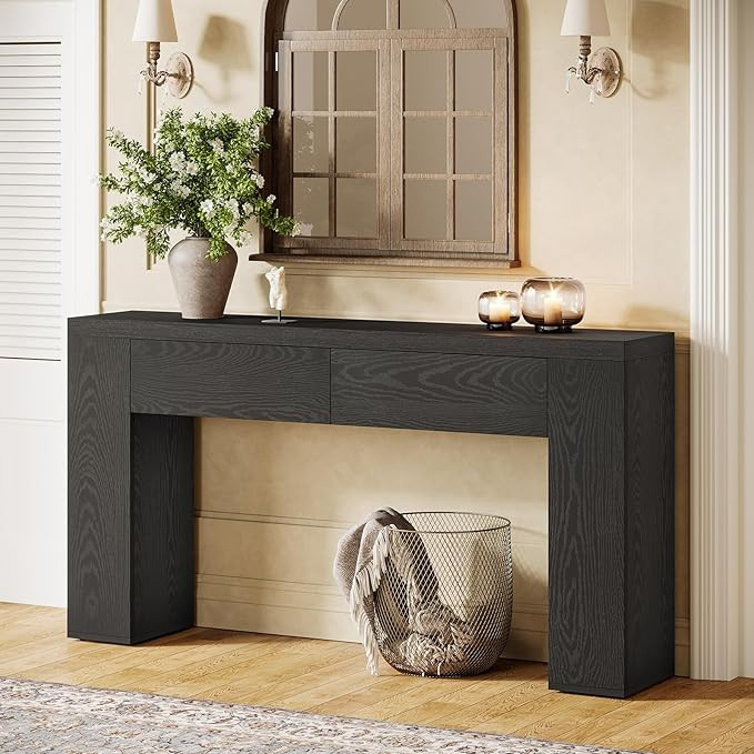Tribesigns 63-Inch Wooden Foyer Table with with 2 Hidden Drawers, Farmhouse Console Table for Liv... | Amazon (US)