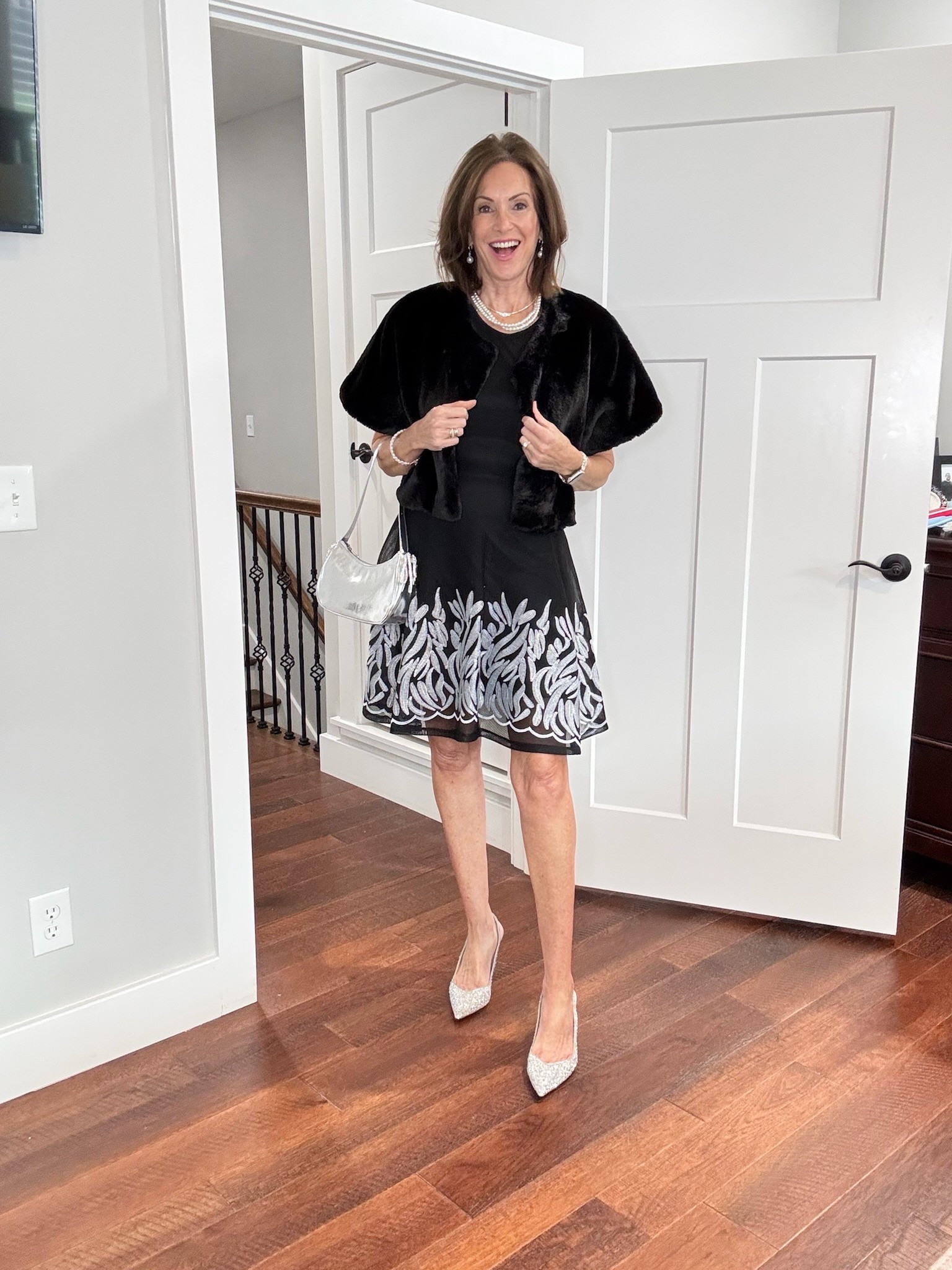 Little black dress for the holidays! 
Wearing a size 10 dress and large fur cape 

Women’s fashion, what to wear for, sale alert, fashion over 40, fashion over 50, fall outfit ideas, winter fashion, winter styles, winter outfits, winter outfit inspo, holiday styles, holiday outfits, holiday outfit inspo, holiday fashion, trending fashion, chic style 






#LTKOver40 #LTKHoliday #LTKootd