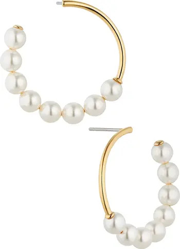 Dot Dot Dot Imitation Pearl Hoop Drop Earrings | Nordstrom