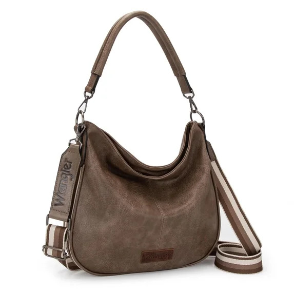 Wrangler Hobo Bags Large Crossbody Bags for Women Shoulder Purses with Striped Cotton Straps, Dar... | Walmart (US)