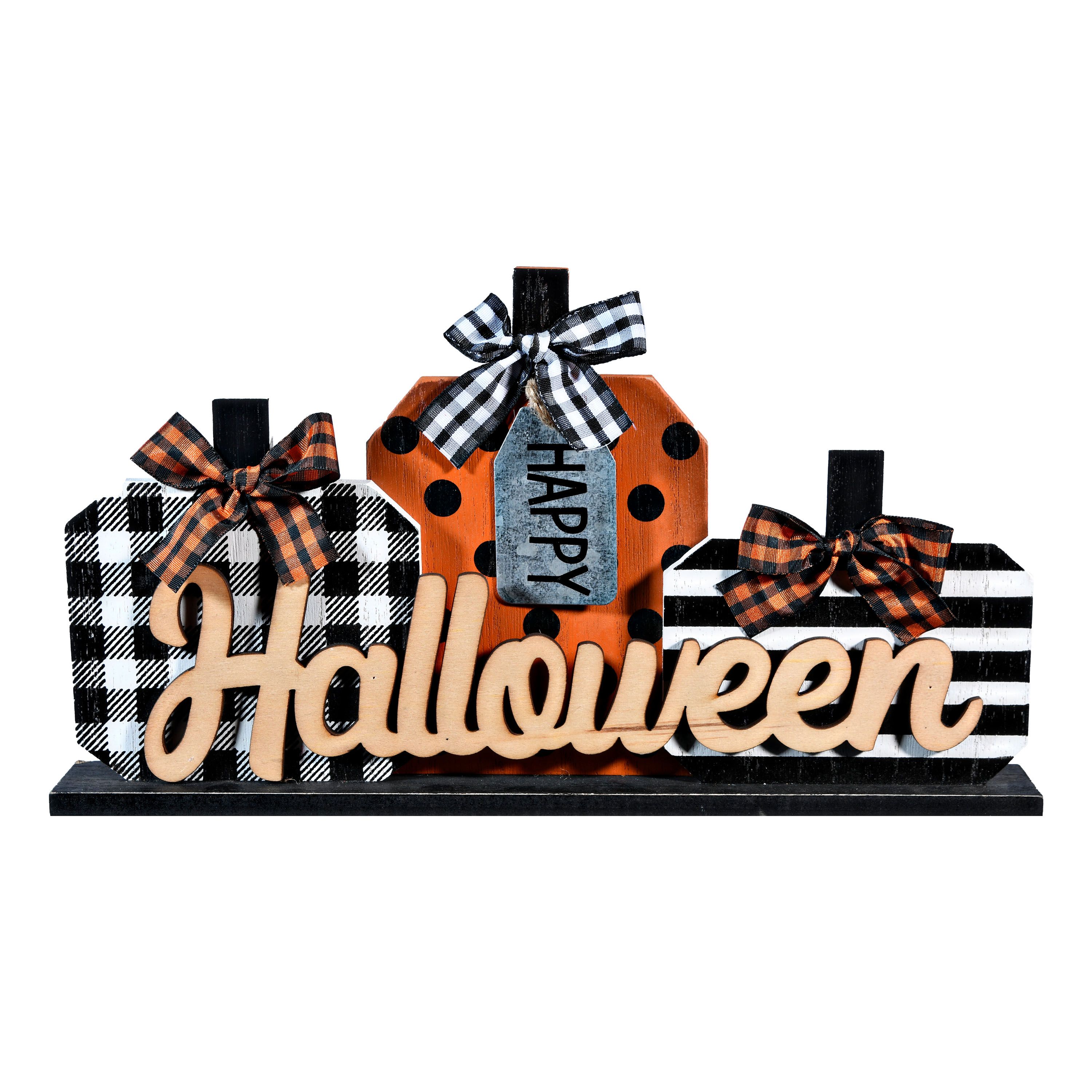 Way To Celebrate Halloween Tabletop Sign, Pumpkin Trio Happy Halloween | Walmart (US)