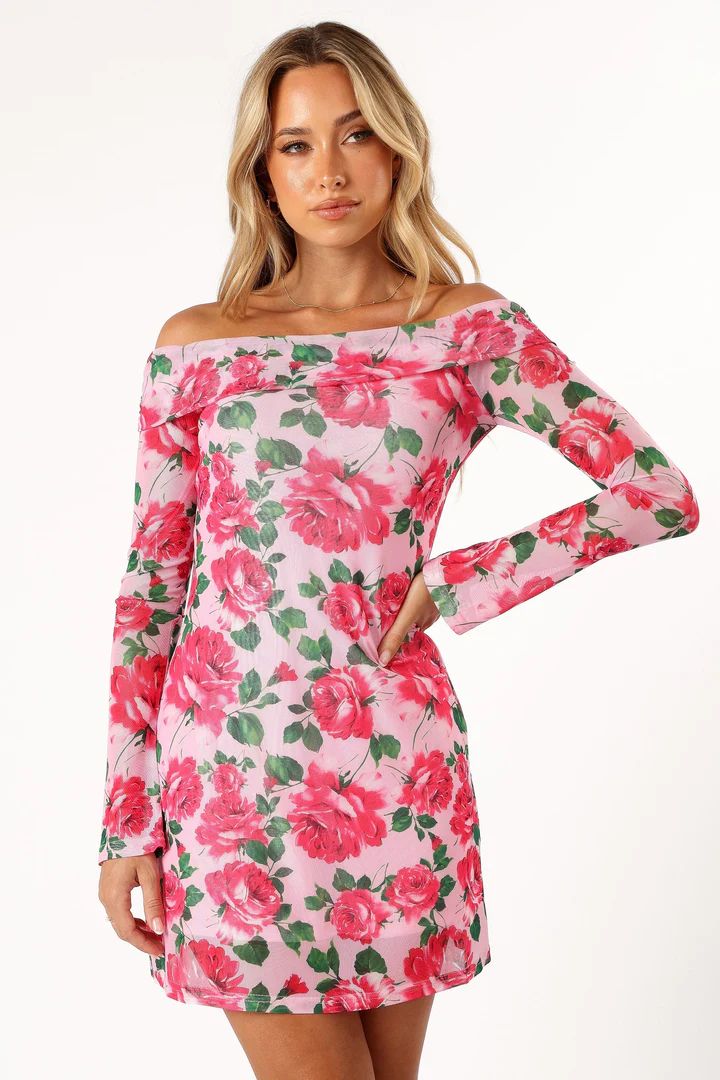 Bisou Off Shoulder Mini Dress - Rose Floral | Petal & Pup (US)