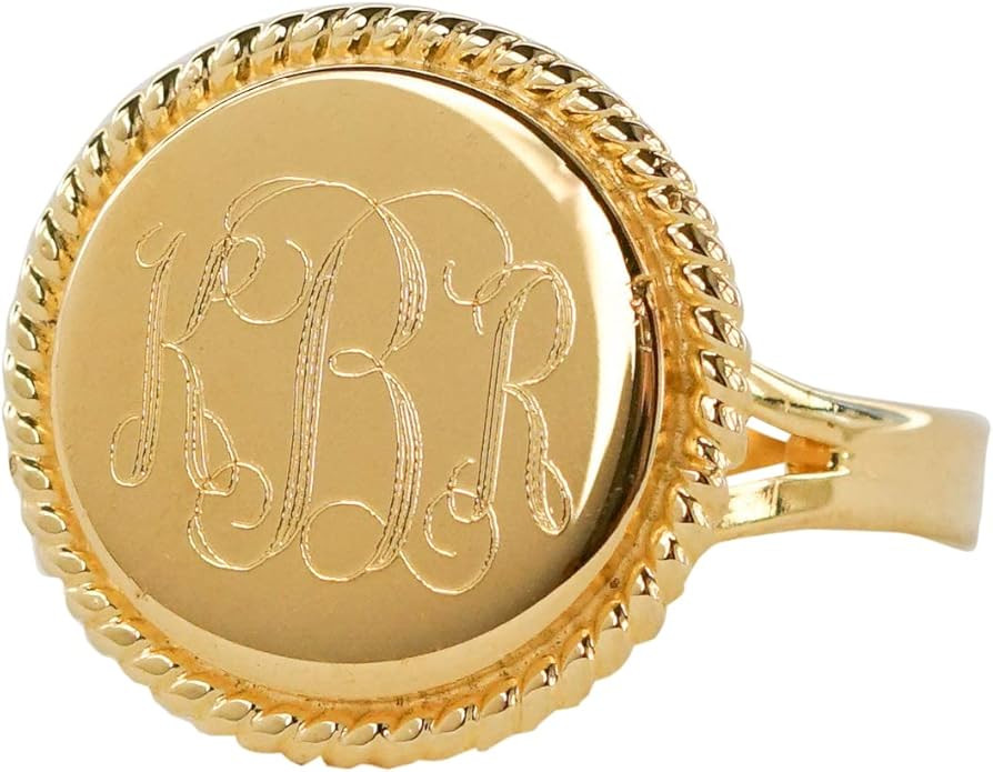 The Personal Exchange Nautical Rope Monogram Gold Plated Over Sterling Silver Ring | Amazon (US)