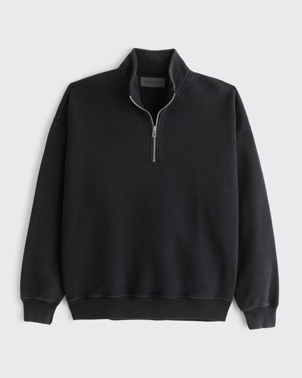Abercrombie & Fitch Men's Essential Half-Zip Sweatshirt in Light Heather Gray - Size M TALL | Abercrombie & Fitch (US)