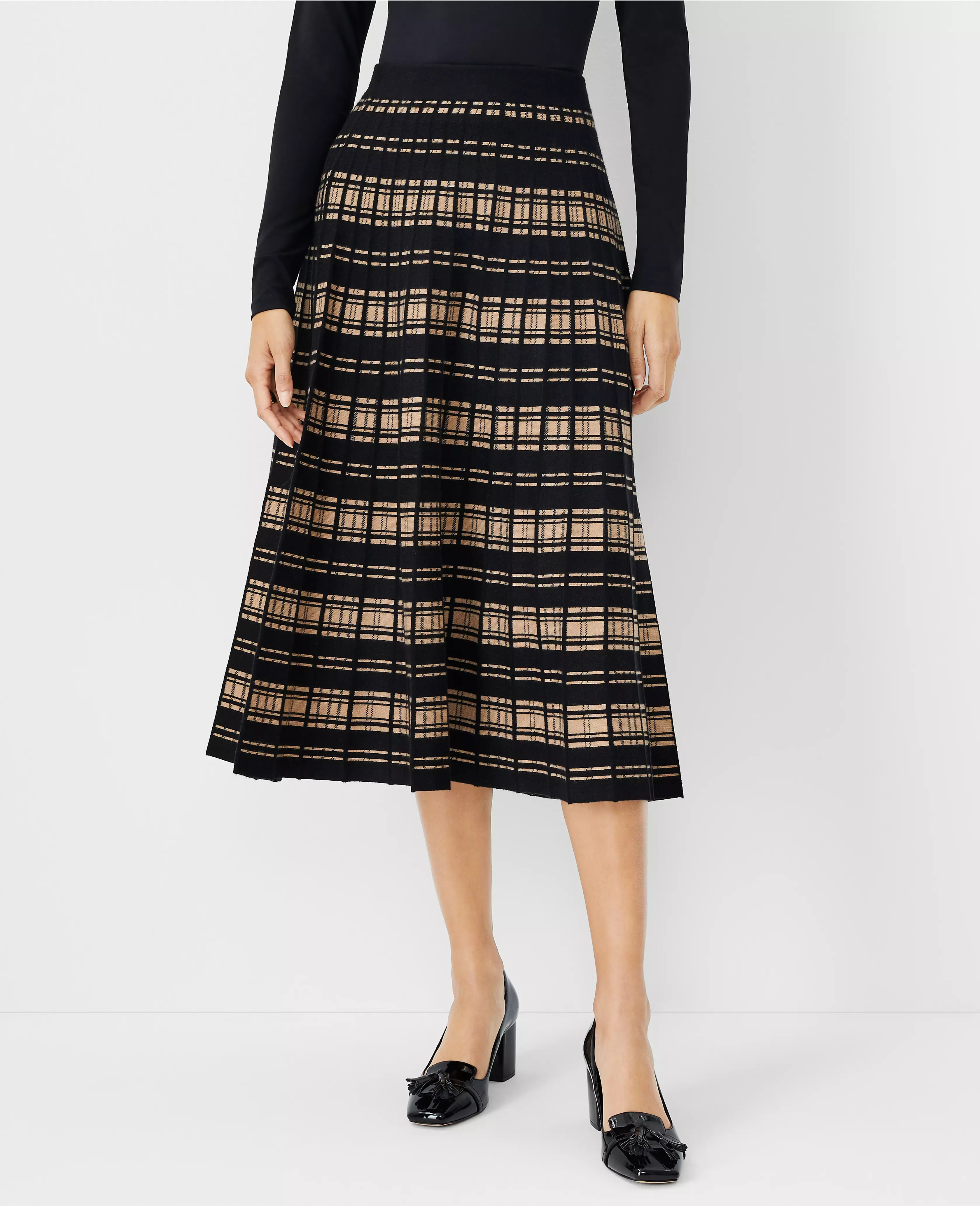 Plaid Stitched A-Line Skirt | Ann Taylor (US)