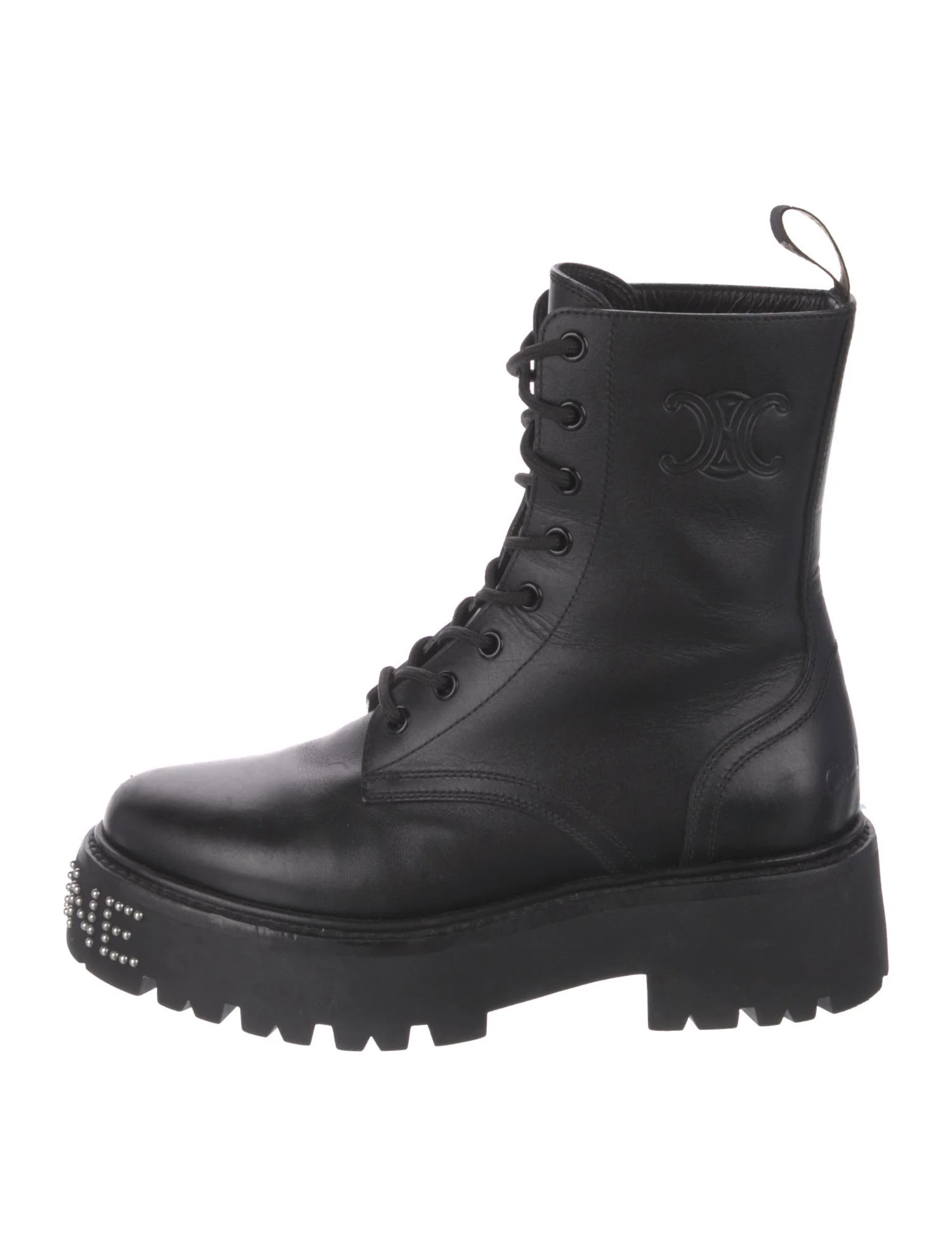 Leather Studded Accents Combat Boots | The RealReal