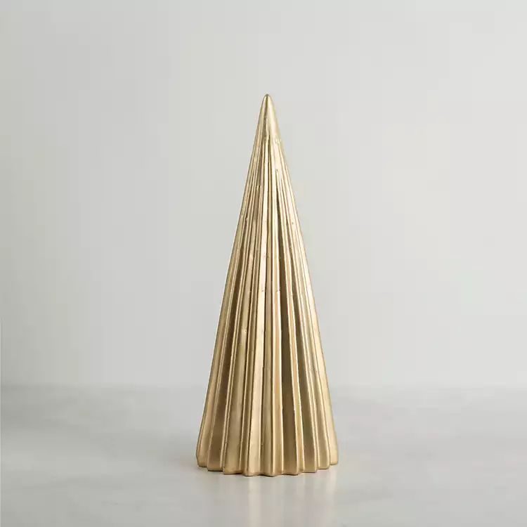 Gold Ribbed Cone Christmas Tree, 11 in. | Kirkland's Home