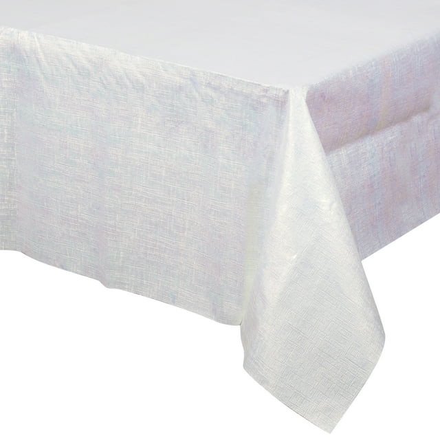 Iridescent White 54" x 102" Plastic Tablecloth by Way to Celebrate | Walmart (US)
