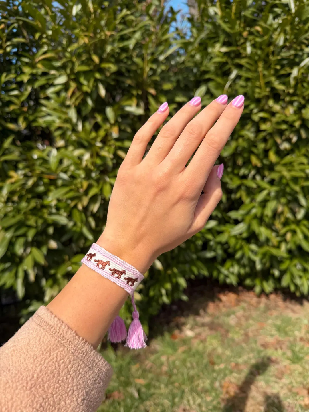 Pink Horse Girl Embroidered Bracelet | Etsy (Global)