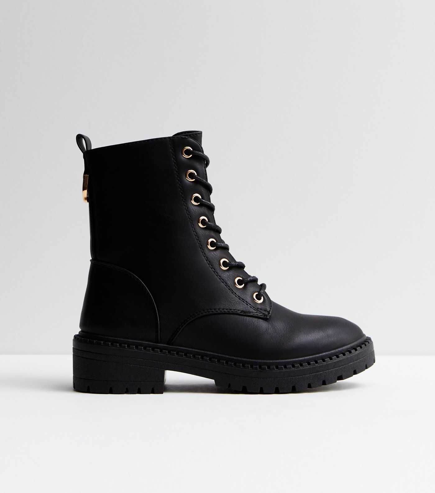 Black Leather-Look Lace Up Biker Boots
						
						Add to Saved Items
						Remove from Saved It... | New Look (UK)