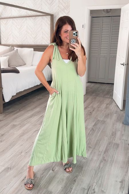 My new obsession! This flowy wide leg jumpsuit from Amazon is so cute! And comfy! Wearing a small and comes in tons of colors! 

#LTKfindsunder50 #LTKsalealert #LTKstyletip