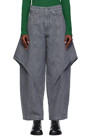 Gray Cropped Sculptural Jeans | SSENSE