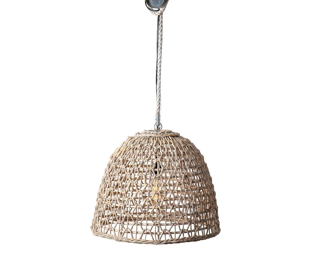 Open Weave Rattan Dome Pendant, Beige | Pottery Barn (US)