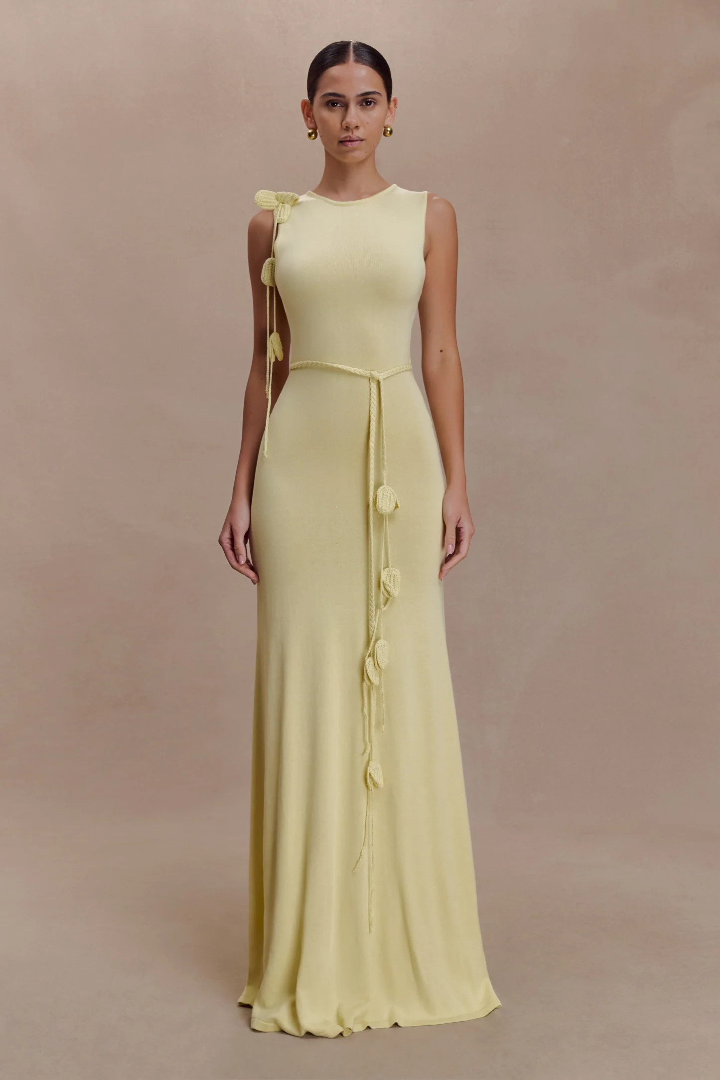 Monay Tulip Maxi Dress - Lemon | Meshki UK