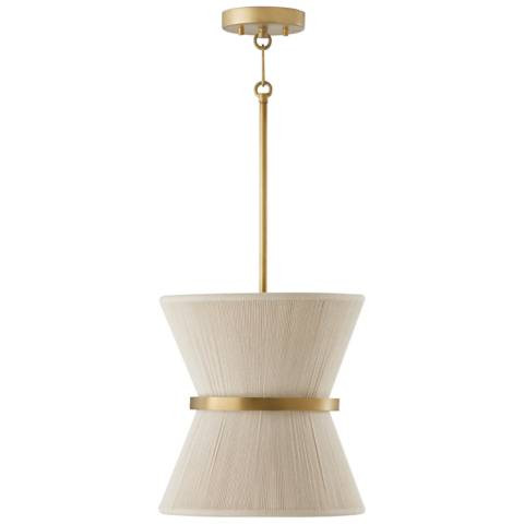 Capital Lighting Cecilia 12" Wide Brass and Bleached White Pendant | Lamps Plus