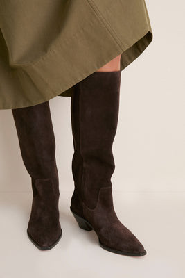 Dark Espresso Suede Willa boots | Tuckernuck (US)