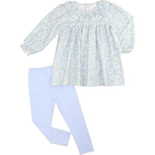 Blue and Green Floral Legging Set | Cecil and Lou