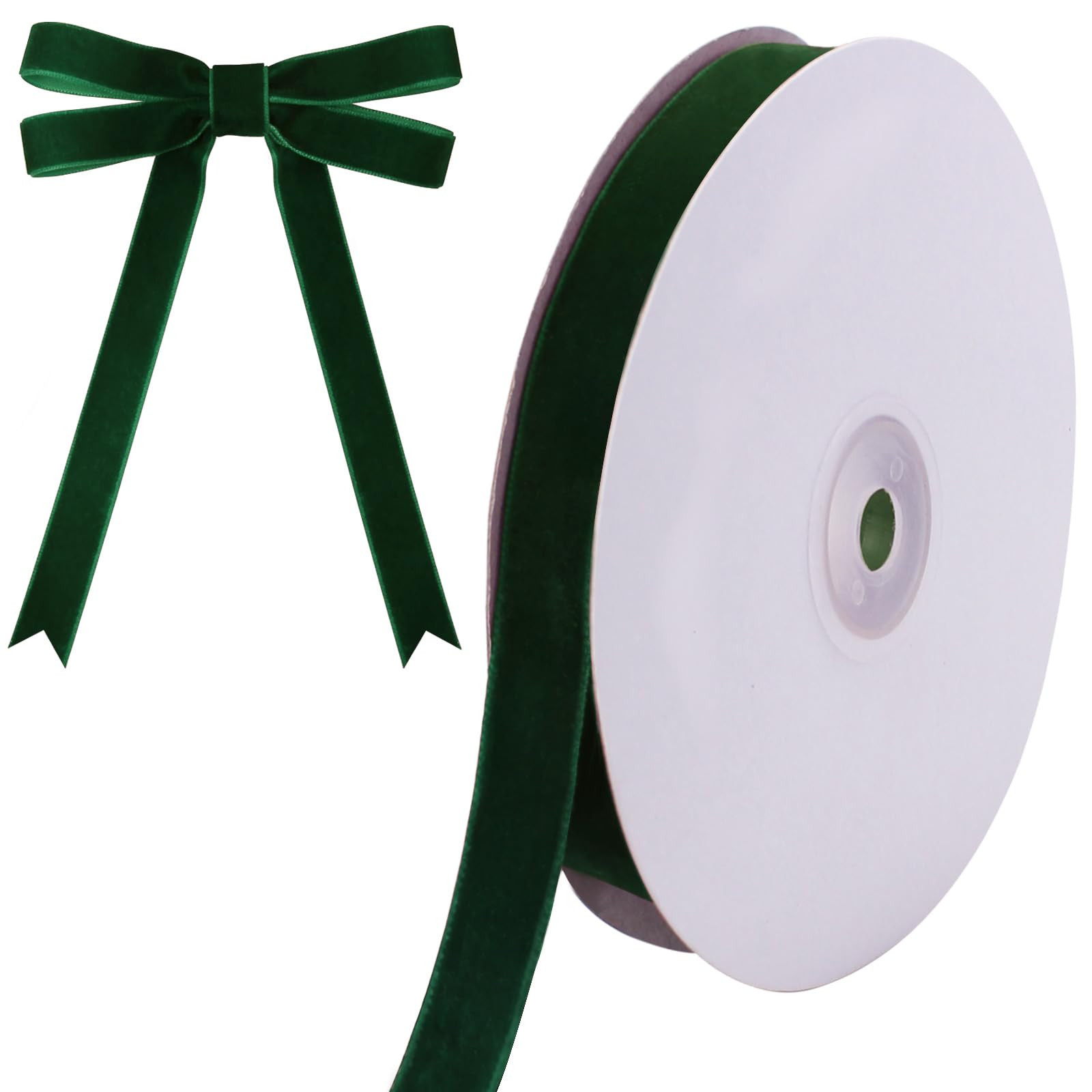 10 Yards Green Velvet Ribbon for Christmas Tree,5/8 Inch Velvet Christmas Ribbon for Gift Wrappin... | Amazon (US)