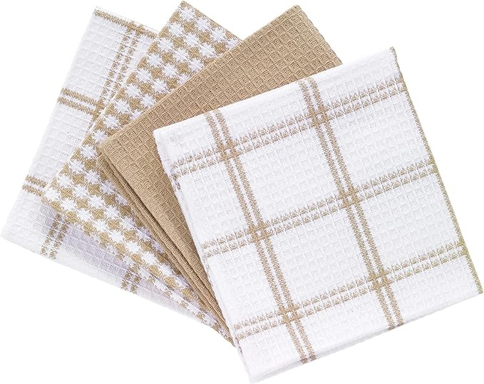 T-fal Textiles Cotton Flat Waffle Dish Cloth, Highly Absorbent, Machine Washable, 12" x 13", Sand... | Amazon (US)