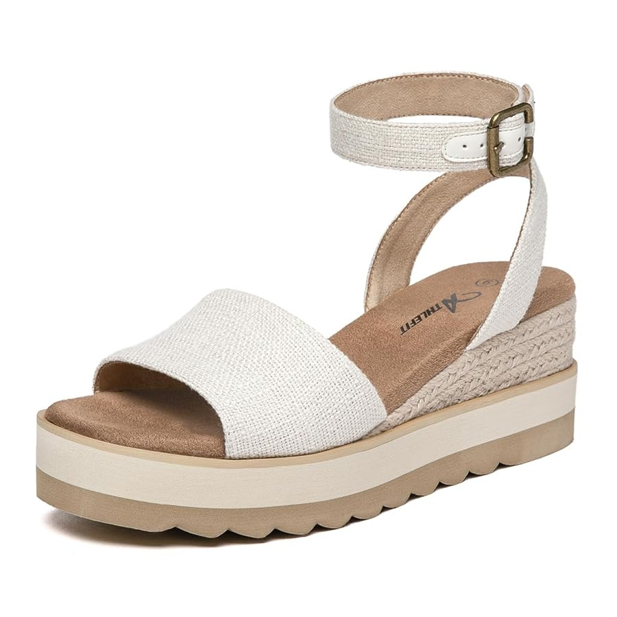 Athlefit Women's Platform Sandals Buckle Ankle Strap Open Toe Espadrille Wedge Sandals | Amazon (US)