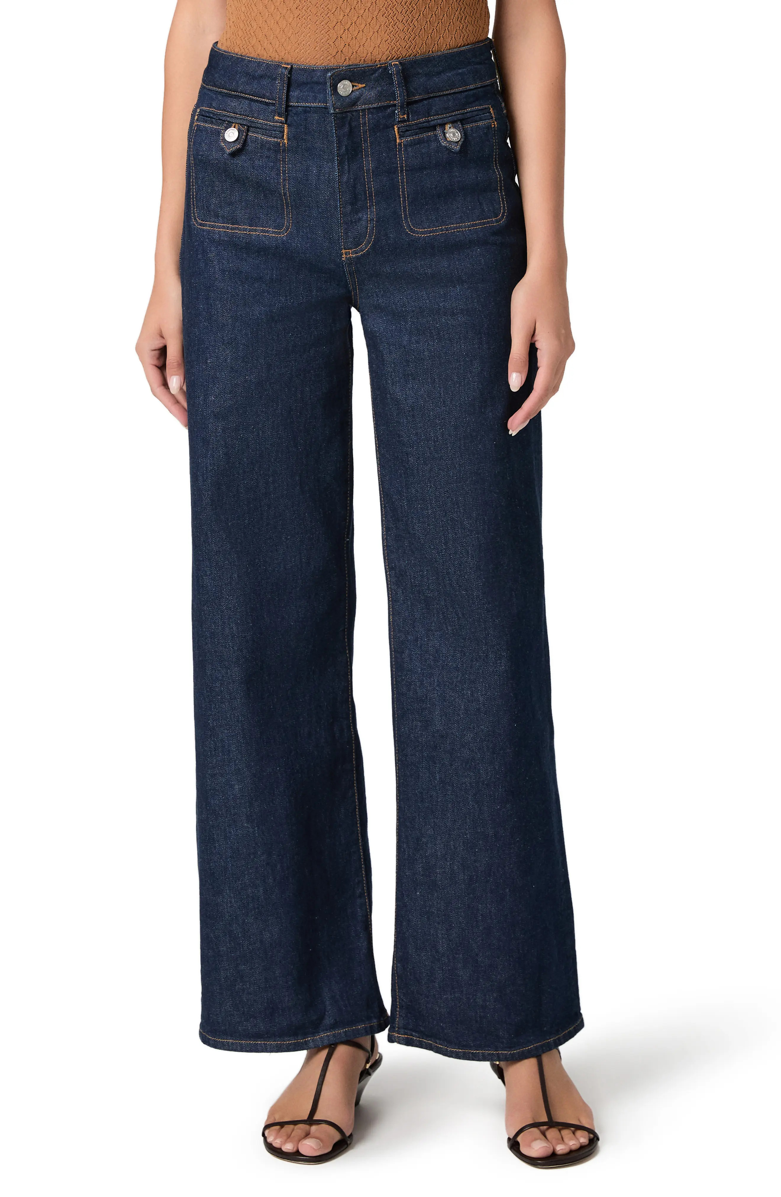 PAIGE Anessa Button Pocket High Waist Wide Leg Jeans (Women) | Nordstrom | Nordstrom
