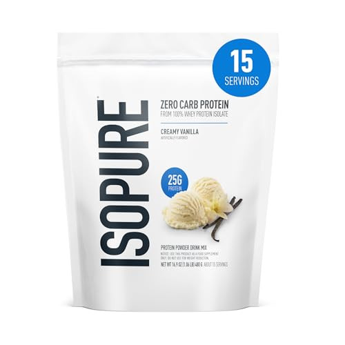 Isopure Zero Carb 100% Pure Whey Isolate Protein Powder, Lactose Free, Gluten Free, with Vitamins, Creamy Vanilla, 25g Protein Per Serving, 1 Lb, 15 Servings (Packaging May Vary) | Amazon (US)