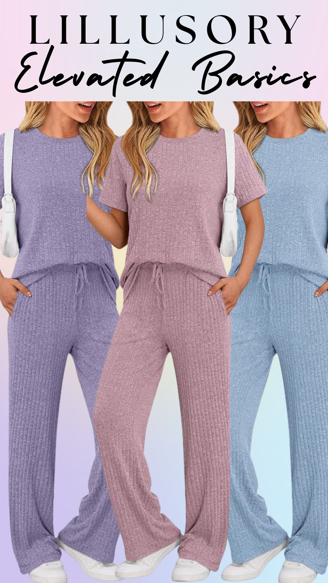 LILLUSORY Elevated Pastel Basics -  2 Piece Sets

These LILLUSORY elevated basics lounge sets from Amazon are another one of the most clicked styles on my LTK right now!! 

If you love comfortable outfits that still look polished, these matching sets are so good.

This LILLUSORY ribbed two-piece lounge set with the crew neck top + wide-leg drawstring pants is soft, lightweight, and perfect for spring and summer outfits, travel days, airport outfits, and casual everyday style.

I linked the ribbed knit matching lounge set in colors like:
• dark pink
• purple
• light blue

These are perfect for:
• airport outfits
• travel outfits
• lounge sets
• casual everyday outfits
• spring and summer matching sets
• comfortable wide-leg lounge outfits
• vacation travel outfits

I love styling these with white sneakers, a crossbody bag, or a lightweight jacket for an effortless elevated basics look.

If you’re building a wardrobe of comfortable elevated basics, this is such a good Amazon find.

↓ Everything is linked! 

 

#LTKTravel #LTKootd #LTKActive