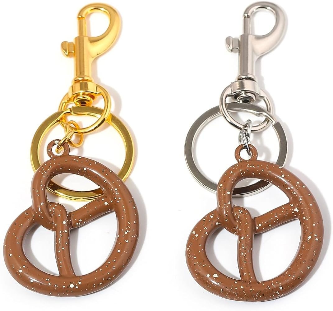 SONGCHANGJEWELRY Cute Pretzel Keychain for Women – Gold or Silver Purse Charm, Snack-Inspired B... | Amazon (US)