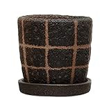 Bloomingville Terra-Cotta Saucer & Grid Pattern, Black, Set of 2 (Holds 3" Planter Pot, 2 | Amazon (US)