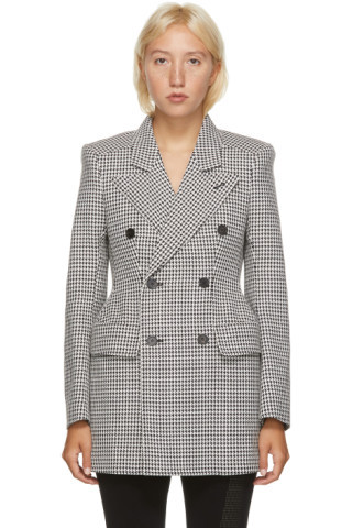 Black & White Houndstooth Hourglass Blazer | SSENSE