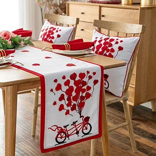 Cassiel Home Bicycle with Balloons Table Runner Valentine's Day Love Red Heart Party Decoration R... | Amazon (US)