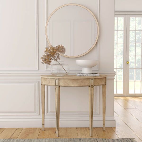 Hampton Antique Beige Demilune Console Table | Bellacor