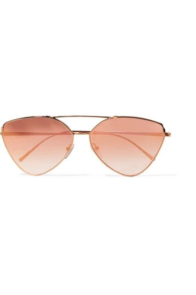 Prada - Cat-eye Rose Gold-tone Mirrored Sunglasses - Pink | NET-A-PORTER (US)