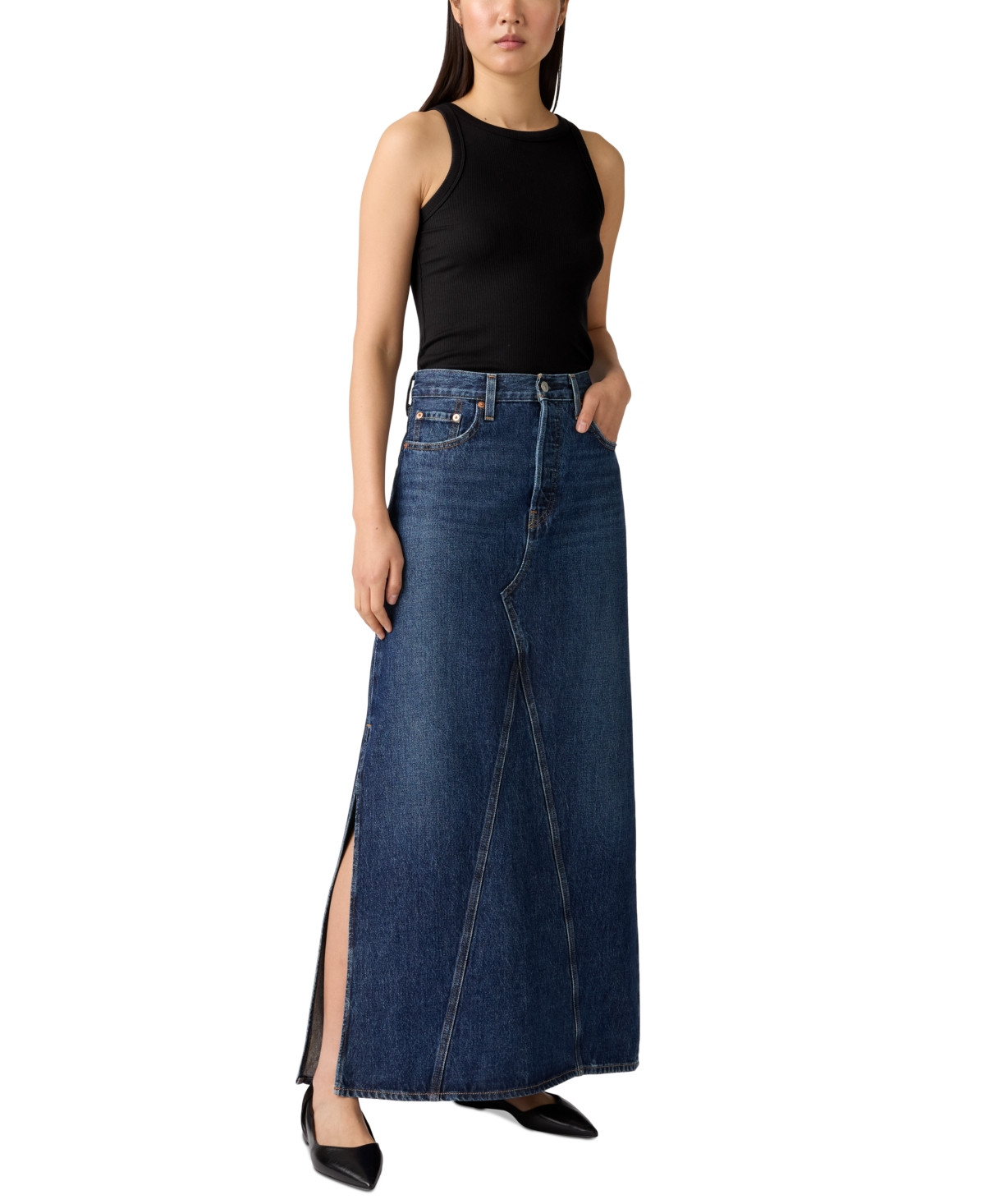 Levi's Women's Cotton Iconic Side-Slit Maxi Skirt - Always Usually | Macy's