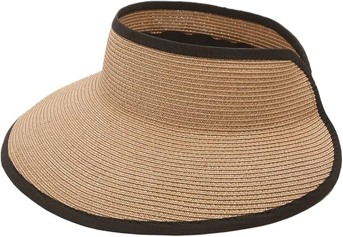 Joywant Sun Visor Hats for Women, Women's Summer Ponytail Foldable Straw Beach Hat with UPF 50+ | Amazon (US)
