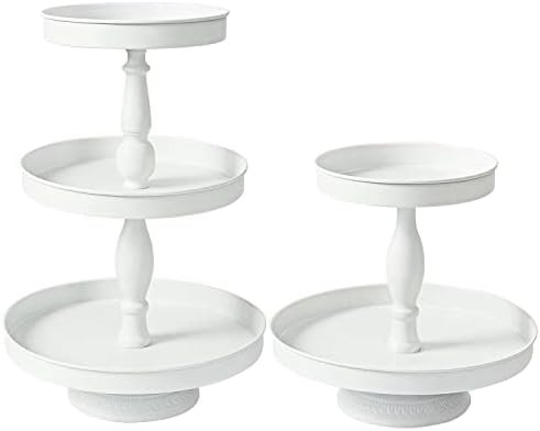 Donosura White Cupcake Stand Set of 2, 2& 3 Tier Cupcake Stand Iron Tiered Tray Decor Stand Metal... | Amazon (US)